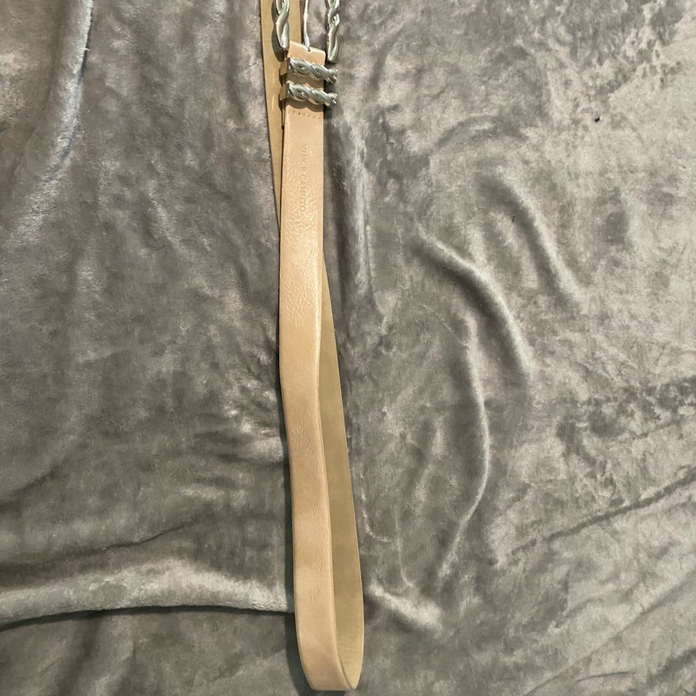 Tan Leather Belt with Silver Buckle